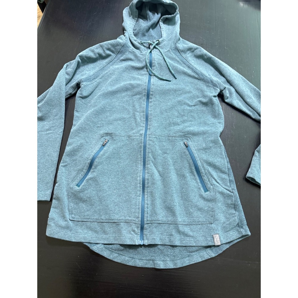 LL Bean Womens Full Zip Hoodie Teal Blue Fleece Jacket 508063 Size S Reg